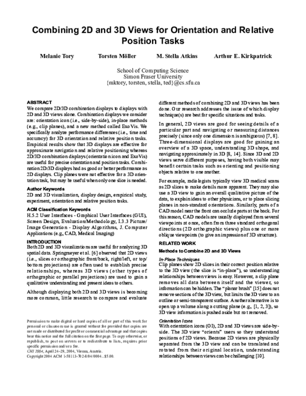 (PDF) Combining 2D and 3D views for orientation and relative position tasks