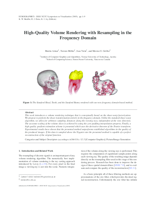 (PDF) High-quality volume rendering with resampling in the frequency domain