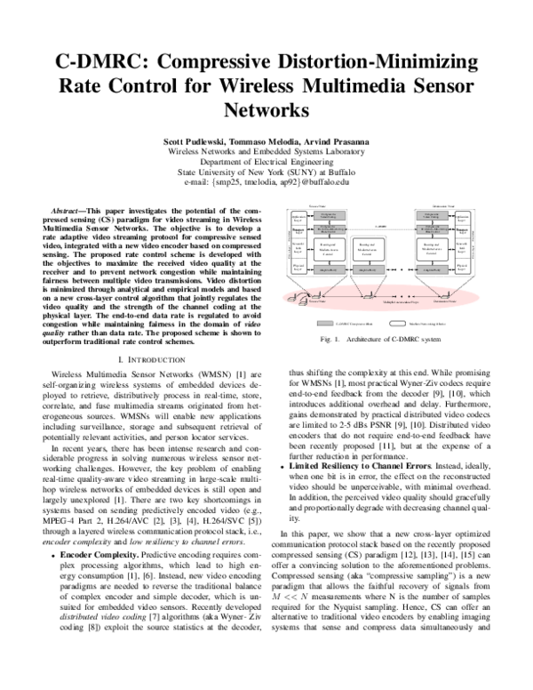 (PDF) C-dmrc: Compressive distortion-minimizing rate control for ...