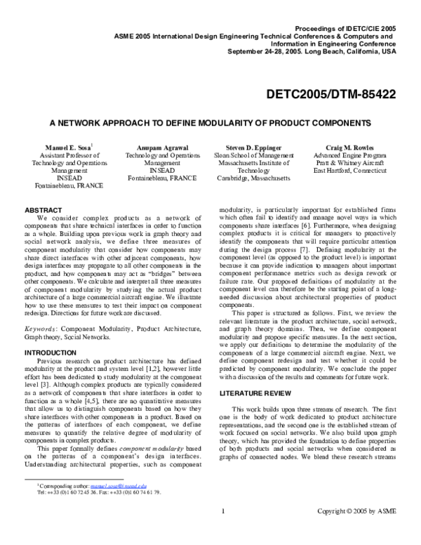 (PDF) A network approach to define modularity of product components