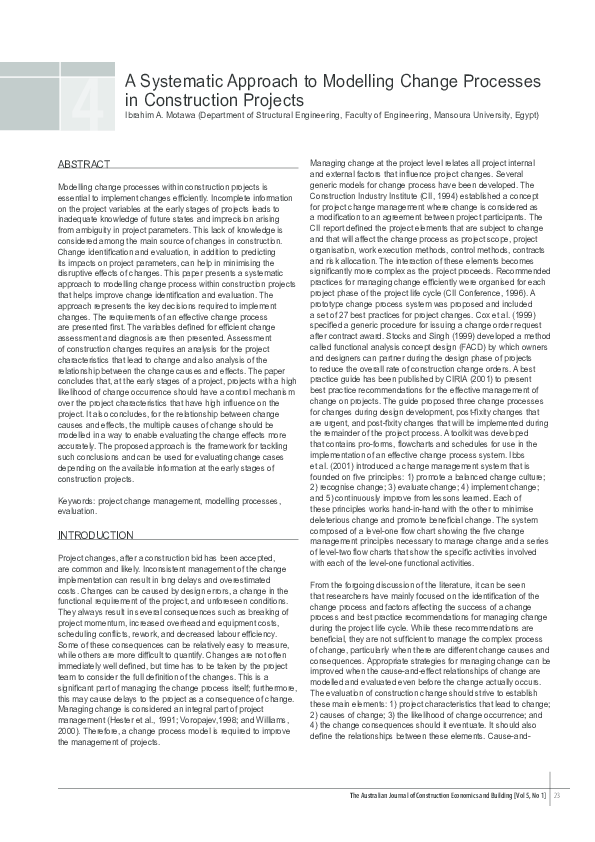(PDF) A systematic approach to modelling change processes in ...
