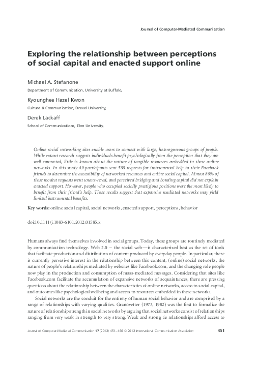 (PDF) Exploring the relationship between perceptions of social capital ...