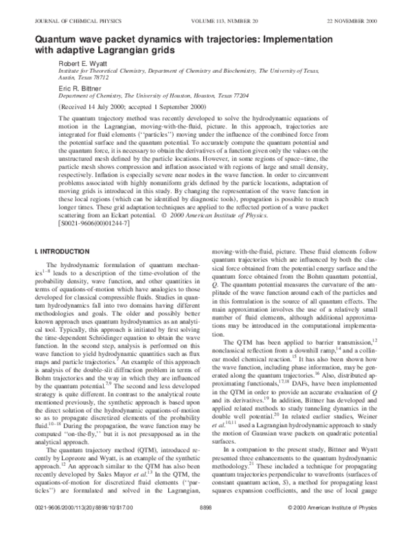 (PDF) Quantum wave packet dynamics with trajectories: Implementation ...
