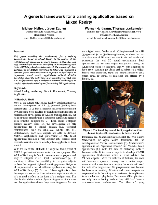 (PDF) A generic framework for a training application based on Mixed Reality