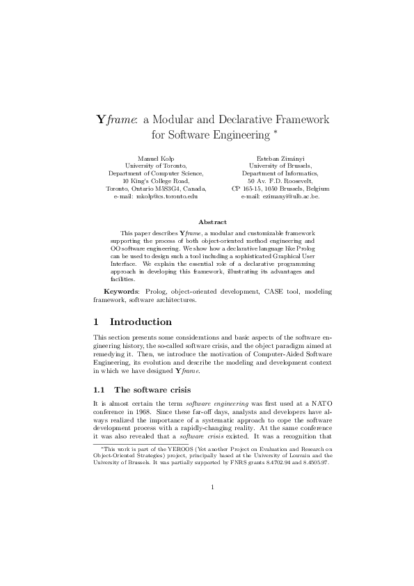 (PDF) Y frame: a modular and declarative framework for software engineering