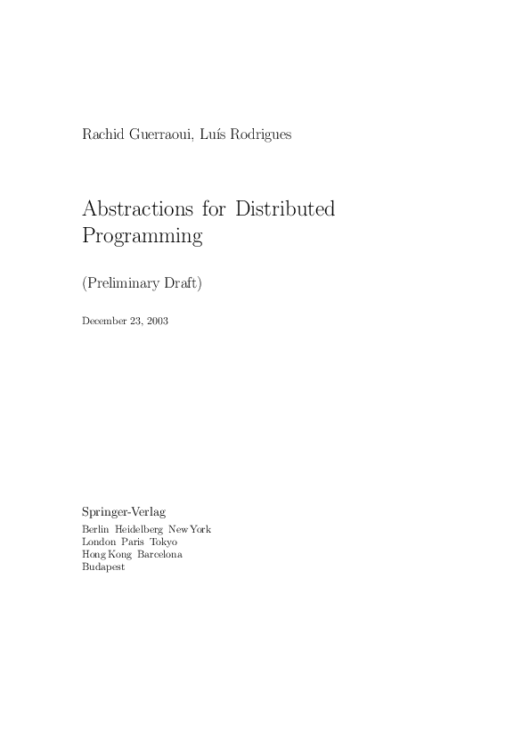 (PDF) Abstractions for Distributed Programming