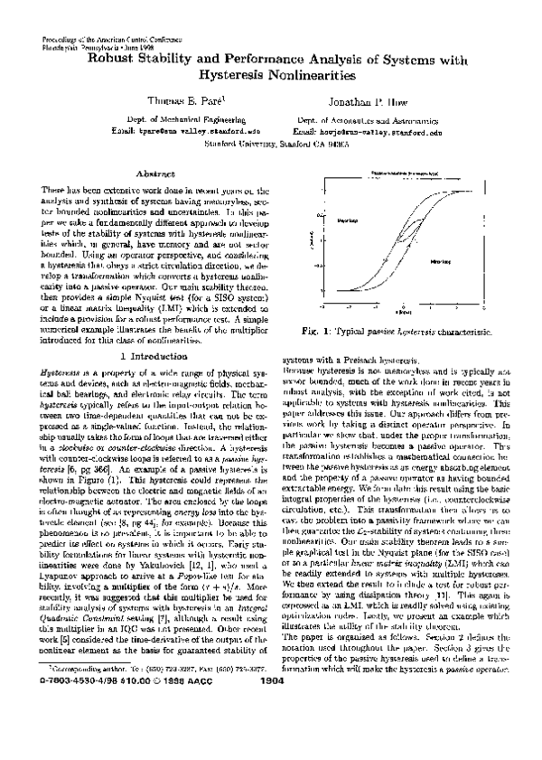 (PDF) Robust stability and performance analysis of systems with ...
