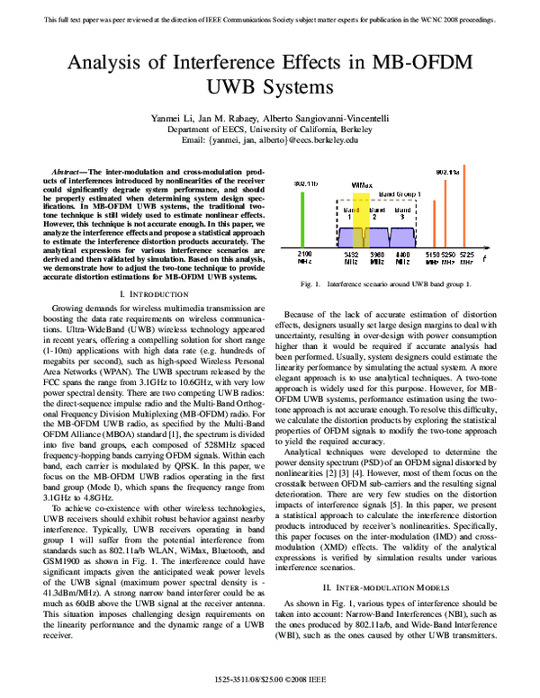 (PDF) Analysis of interference effects in mb-ofdm uwb systems