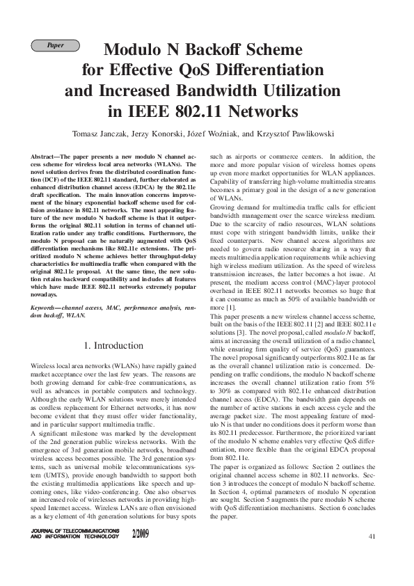 (PDF) Modulo N Backoff Scheme for Effective QoS Differentiation and ...