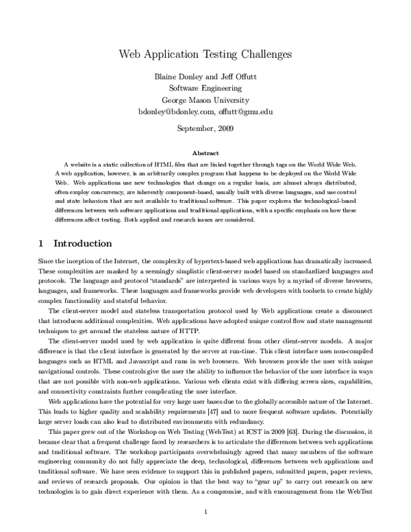 (PDF) Web Application Testing Challenges