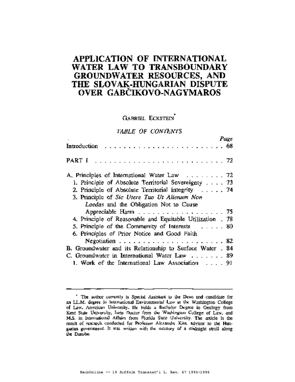 (PDF) Application of international water law to transboundary ...