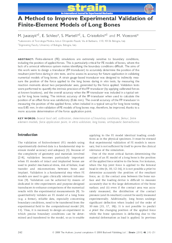 (PDF) A Method to Improve Experimental Validation of Finite‐Element ...