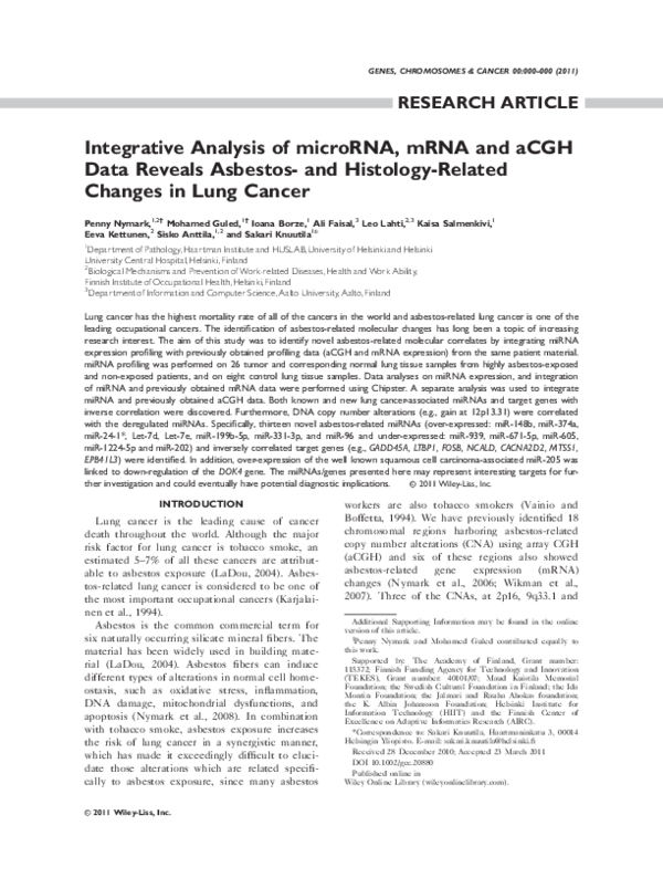 (PDF) Integrative analysis of microRNA, mRNA and aCGH data reveals ...