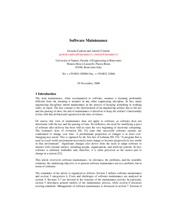PDF) Software maintenance