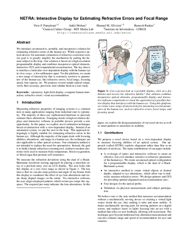 (PDF) NETRA: interactive display for estimating refractive errors and ...