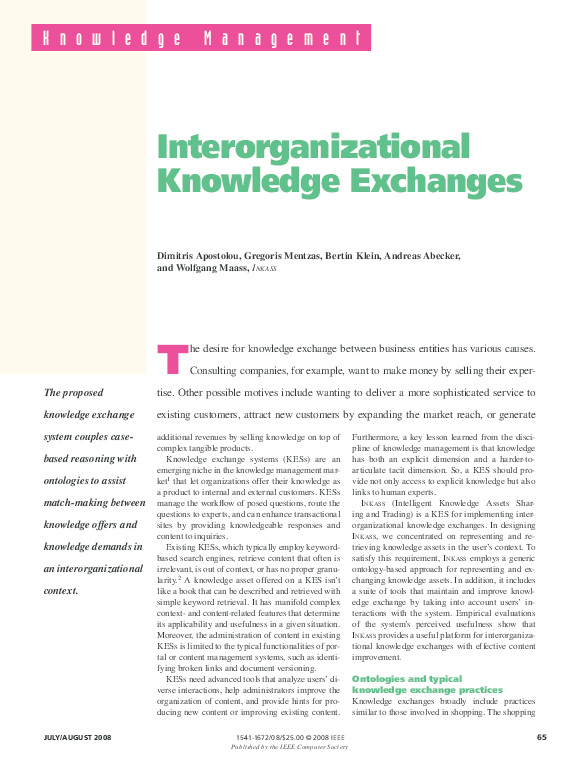 (PDF) Interorganizational knowledge exchanges