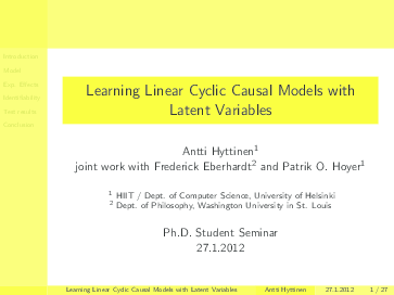 (PDF) Learning linear cyclic causal models with latent variables