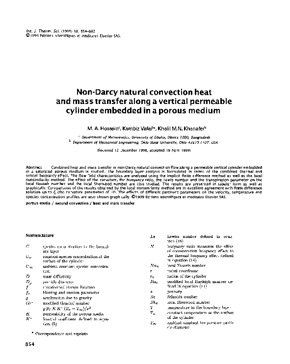 (PDF) Non-Darcy natural convection heat and mass transfer along a ...
