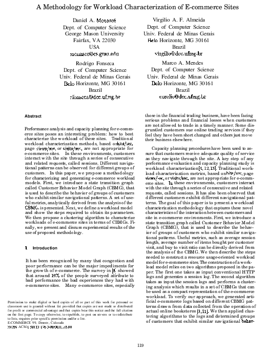 (PDF) A methodology for workload characterization of e-commerce sites