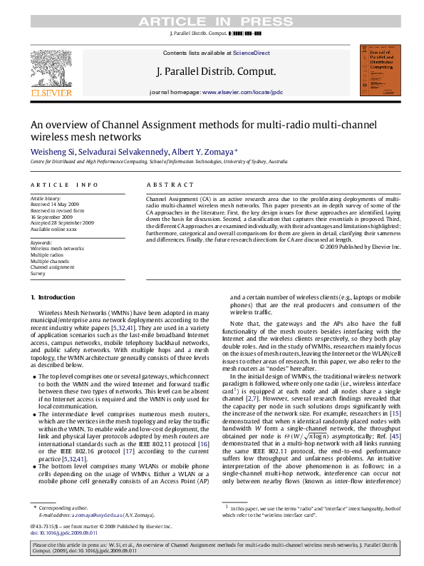(PDF) An overview of channel assignment methods for multi-radio multi ...