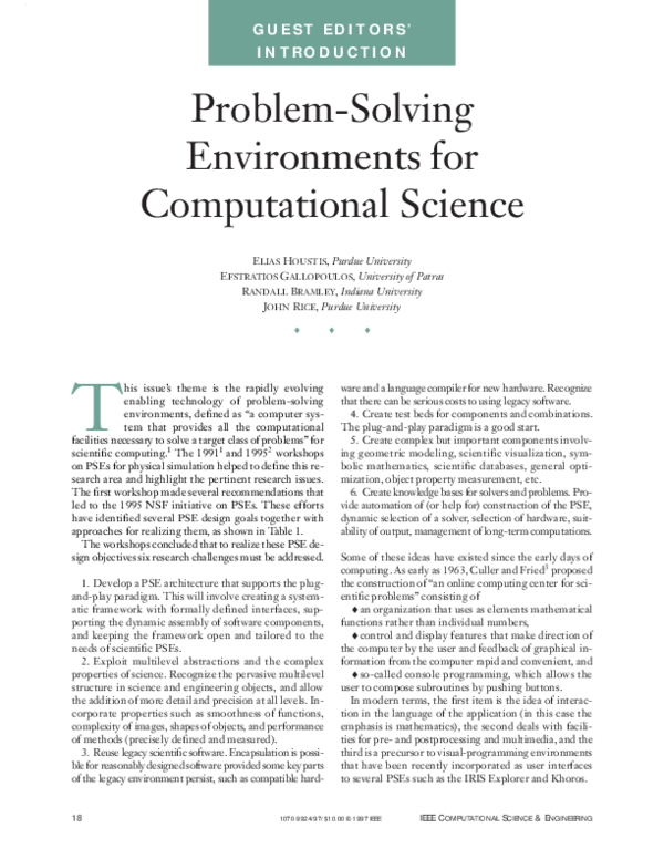 (PDF) Problem-solving environments for computational science