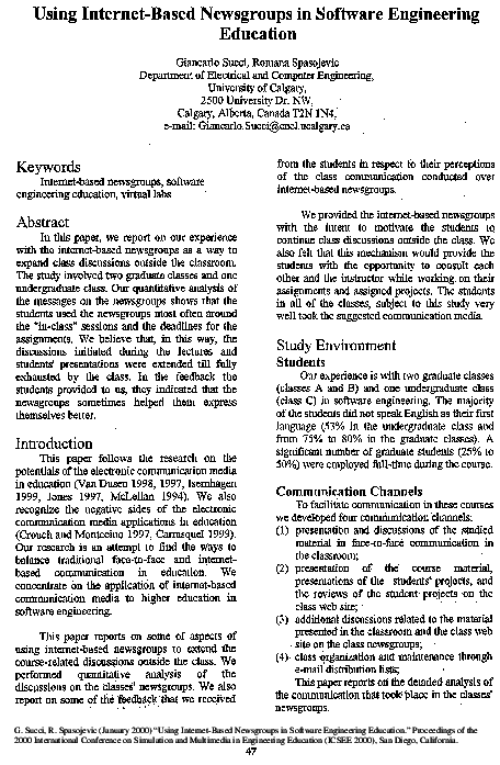 (PDF) Using Internet-Based Newsgroups in Software Engineering Education
