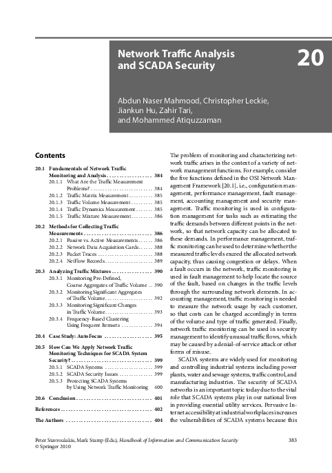(PDF) Network traffic analysis and SCADA security