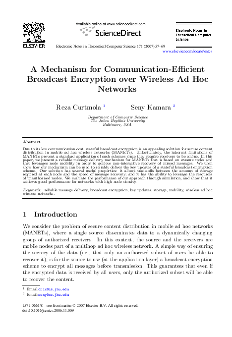 (PDF) A mechanism for communication-efficient broadcast encryption over ...