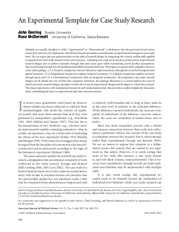 Experimental case studies picture