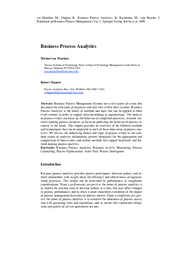 (PDF) Business process analytics