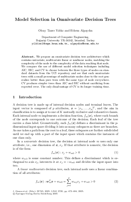 (PDF) Model selection in omnivariate decision trees
