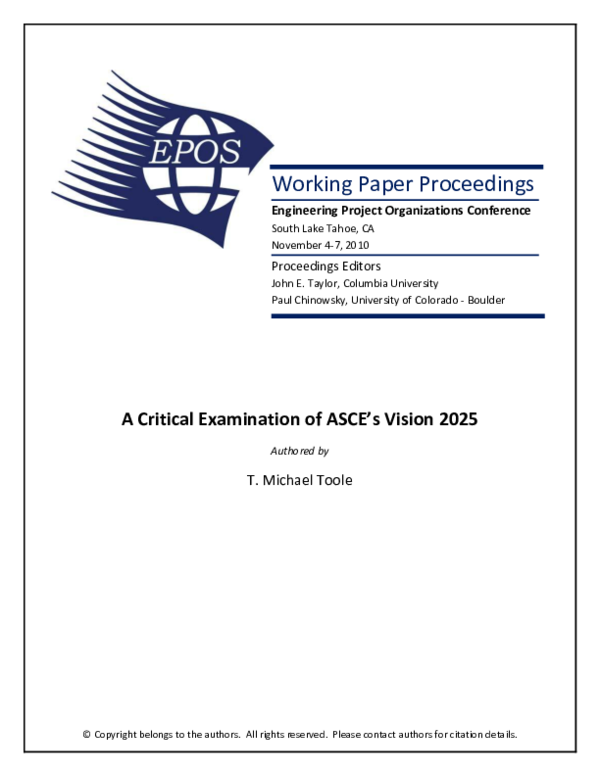 (PDF) A Critical Examination of ASCE’s Vision 2025