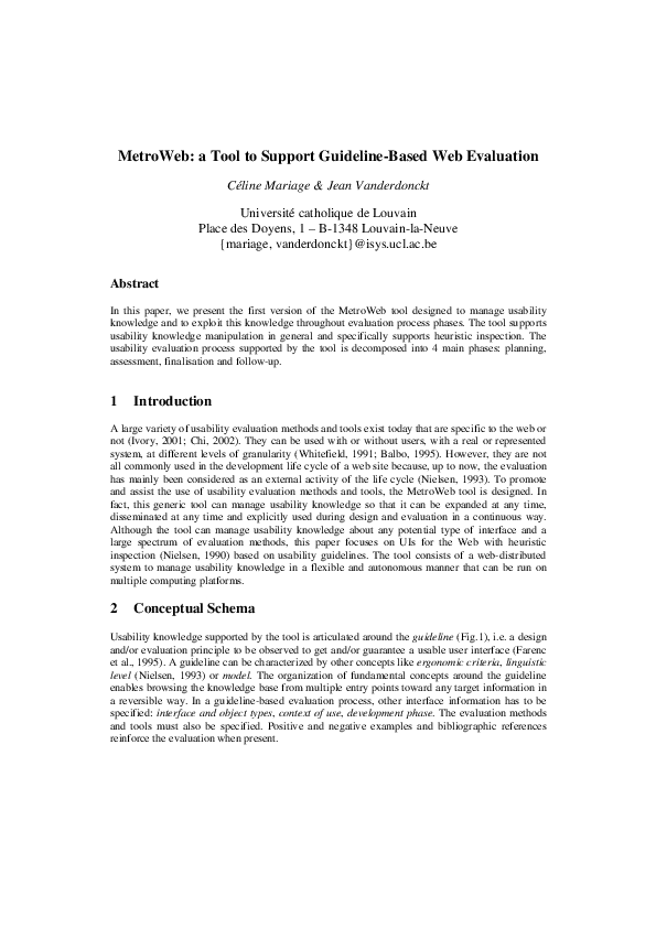 (PDF) MetroWeb: a tool to support guideline-based web evaluation