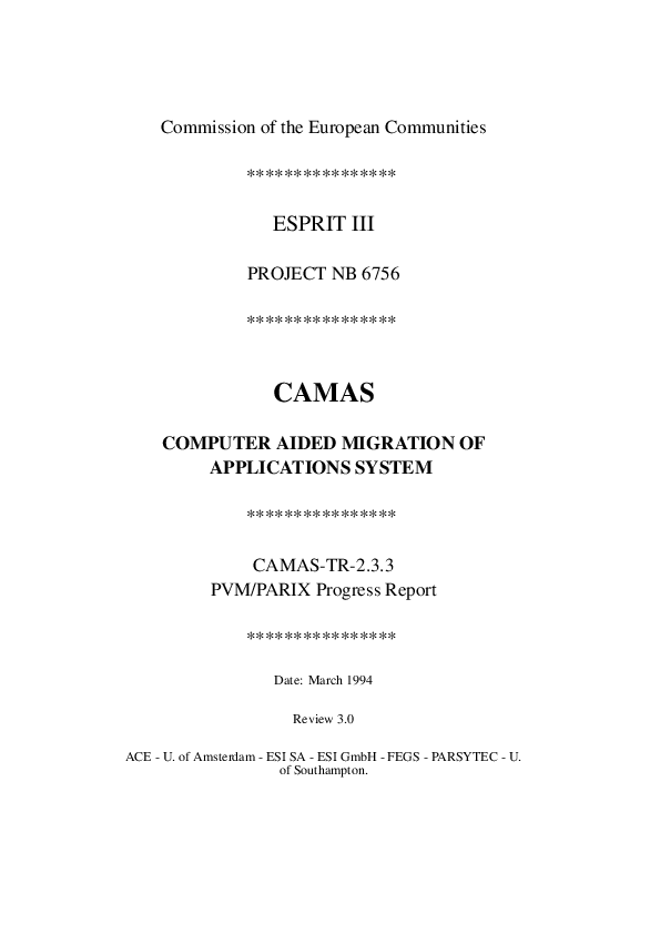 (PDF) PVM/PARIX progress report