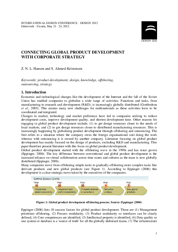 (PDF) Connecting global product development with corporate strategy