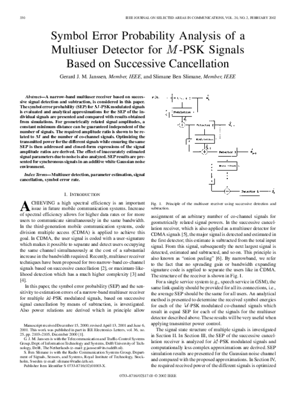 (PDF) Symbol error probability analysis of a multiuser detector for M ...