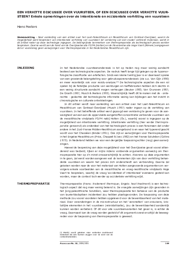 (PDF) Een verhitte discussie over vuursteen, of een discussie over ...