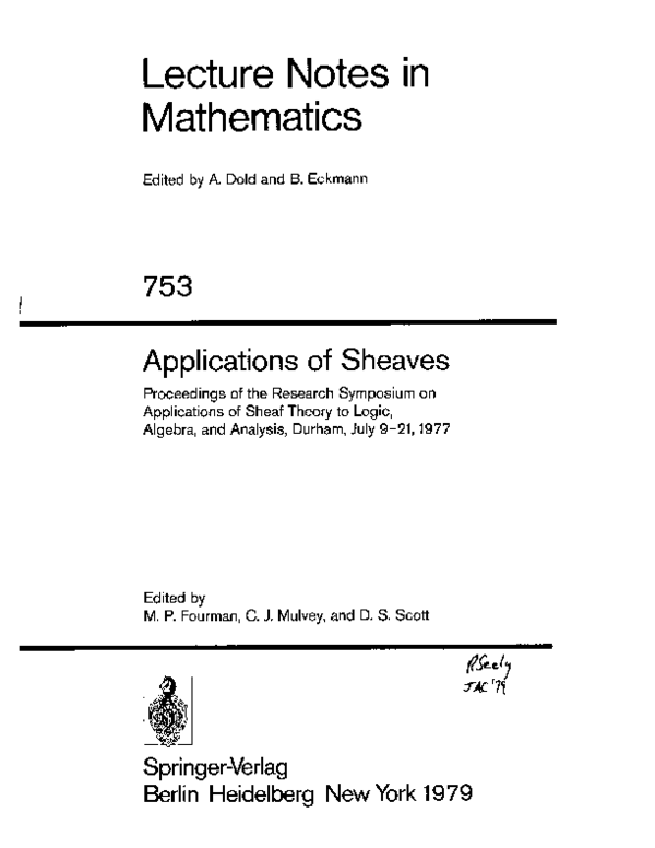 (PDF) Lecture Notes in Mathematics
