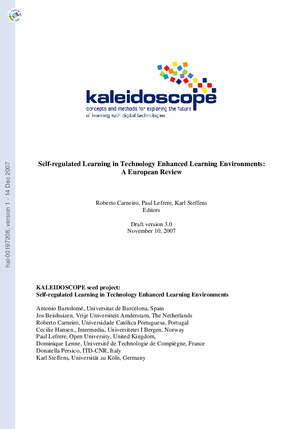 (PDF) Self-regulated learning in technology enhanced learning ...