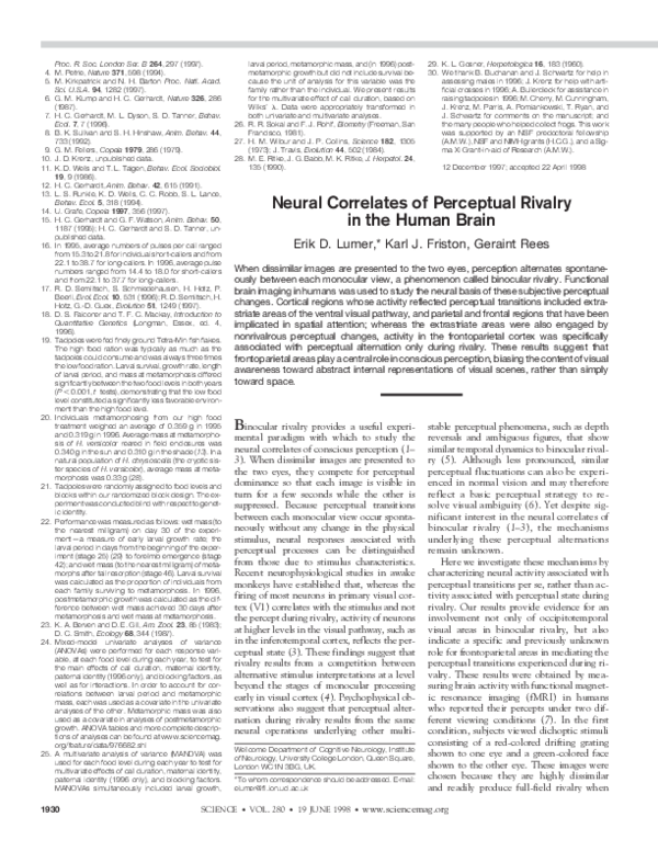 (PDF) Neural correlates of perceptual rivalry in the human brain