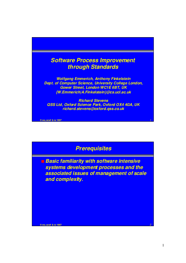 (PDF) Software Process Improvement through Standards