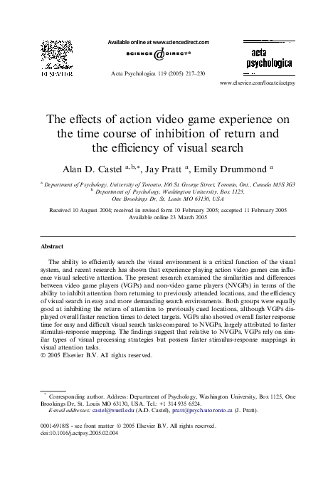 (PDF) The effects of action video game experience on the time course of ...