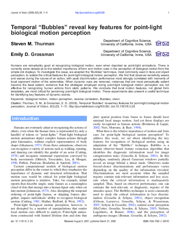 (PDF) Temporal Bubbles reveal key features for point-light biological ...