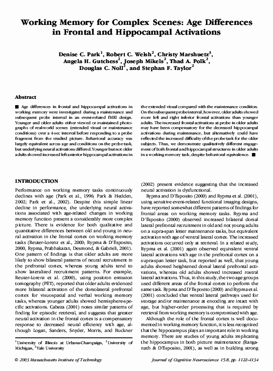 (PDF) Working memory for complex scenes: age differences in frontal and ...