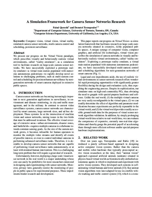(PDF) A simulation framework for camera sensor networks research