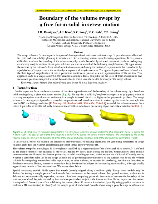 (PDF) Boundary of the volume swept by a freeform solid in screw motion
