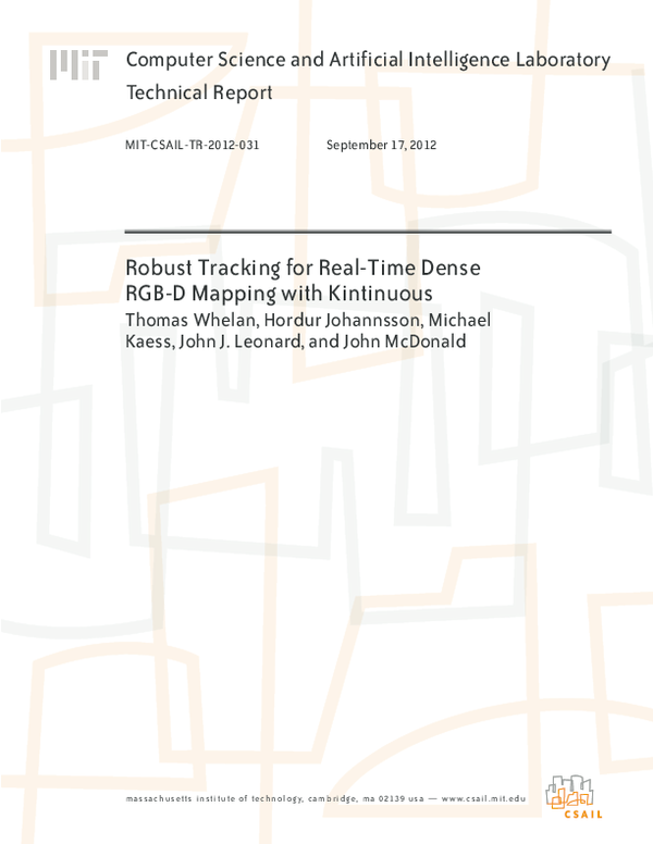 (PDF) Robust Tracking for Real-Time Dense RGB-D Mapping with Kintinuous