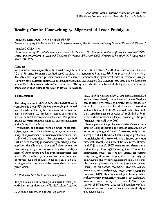 (PDF) Reading cursive handwriting by alignment of letter prototypes