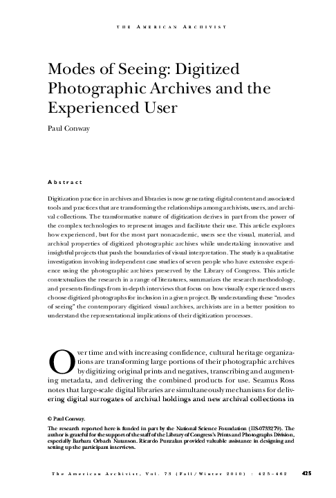 (PDF) Modes of seeing: digitized photographic archives and the ...