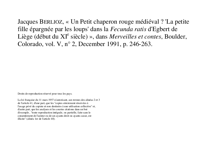 (PDF) « Un Petit chaperon rouge médiéval ? 'La petite fille épargnée